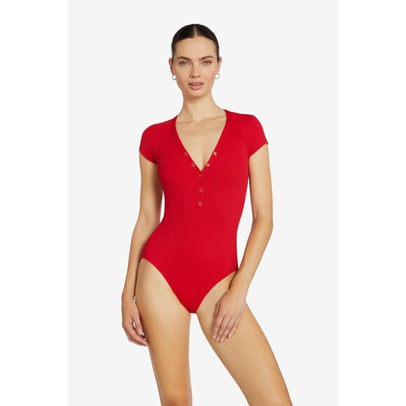 Robin Piccone Red One Piece Swimsuit - Picture 1 of 8